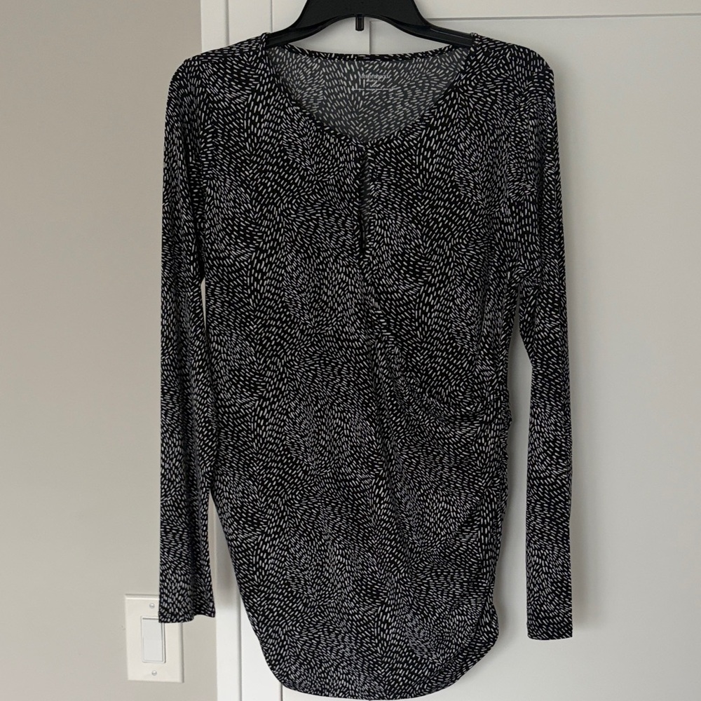 Motherhood Maternity Black & White Printed Long-Sleeve Tee